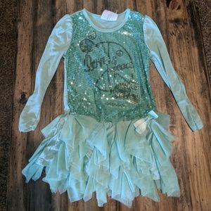 Girls ruffled long sleeve sequence dress